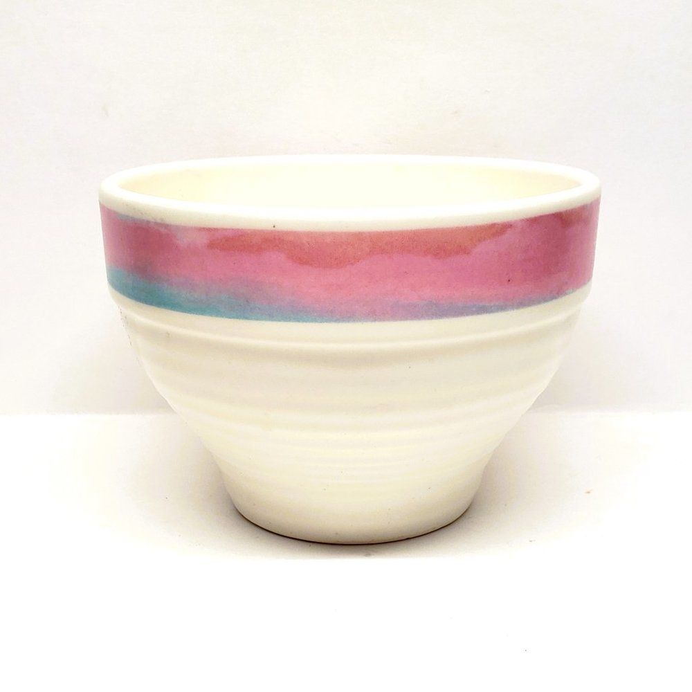 Treasure Craft Mirage Stoneware Salad Cereal Bowl Ivory Pink Green USA